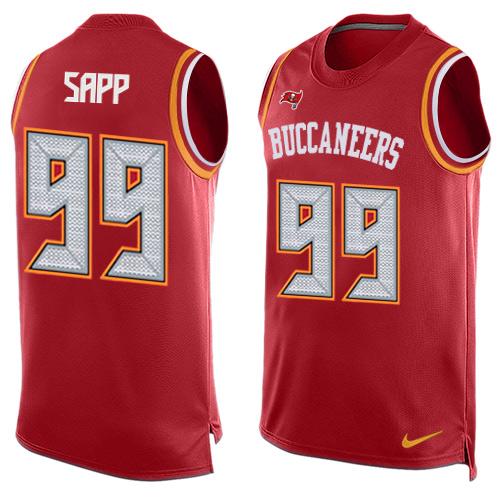 Nike Buccaneers #99 Warren Sapp Red Team Color Men's Stitched NFL Limited Tank Top Jersey - Click Image to Close